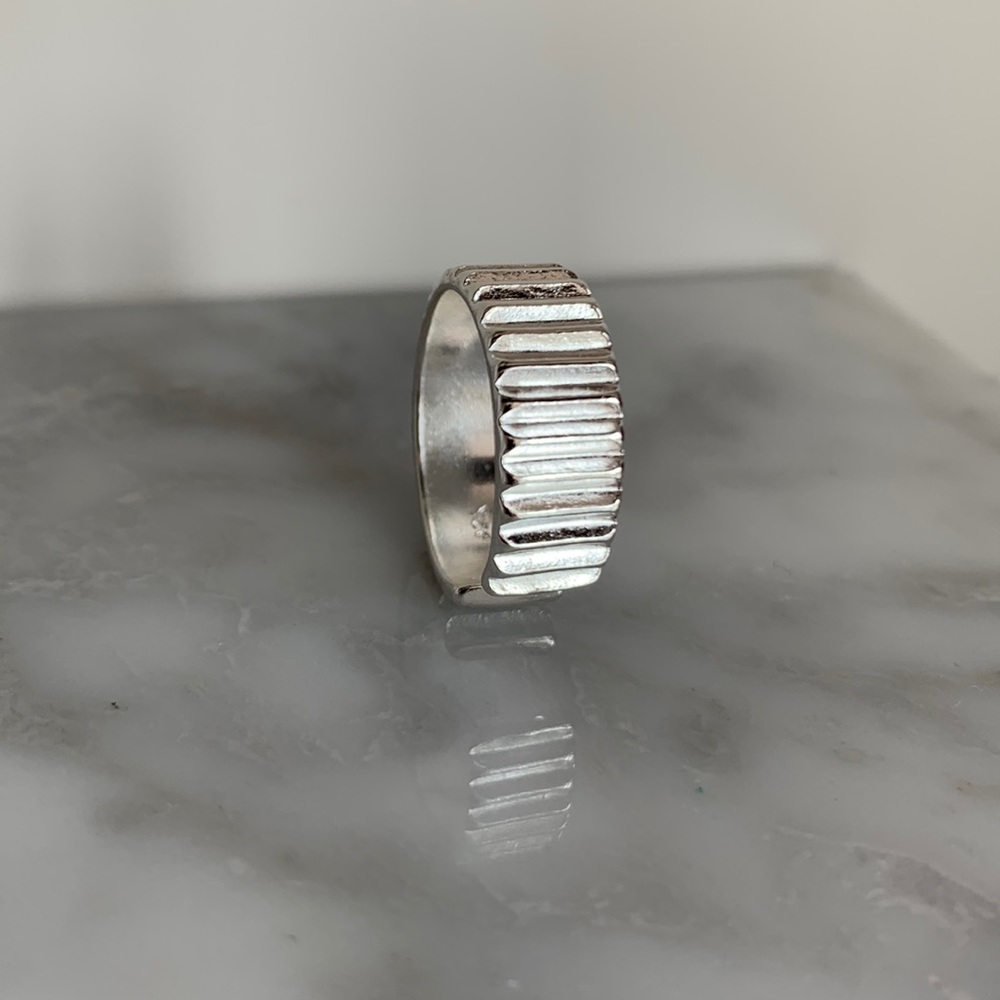 Stamped Sterling Silver Fluted Ring